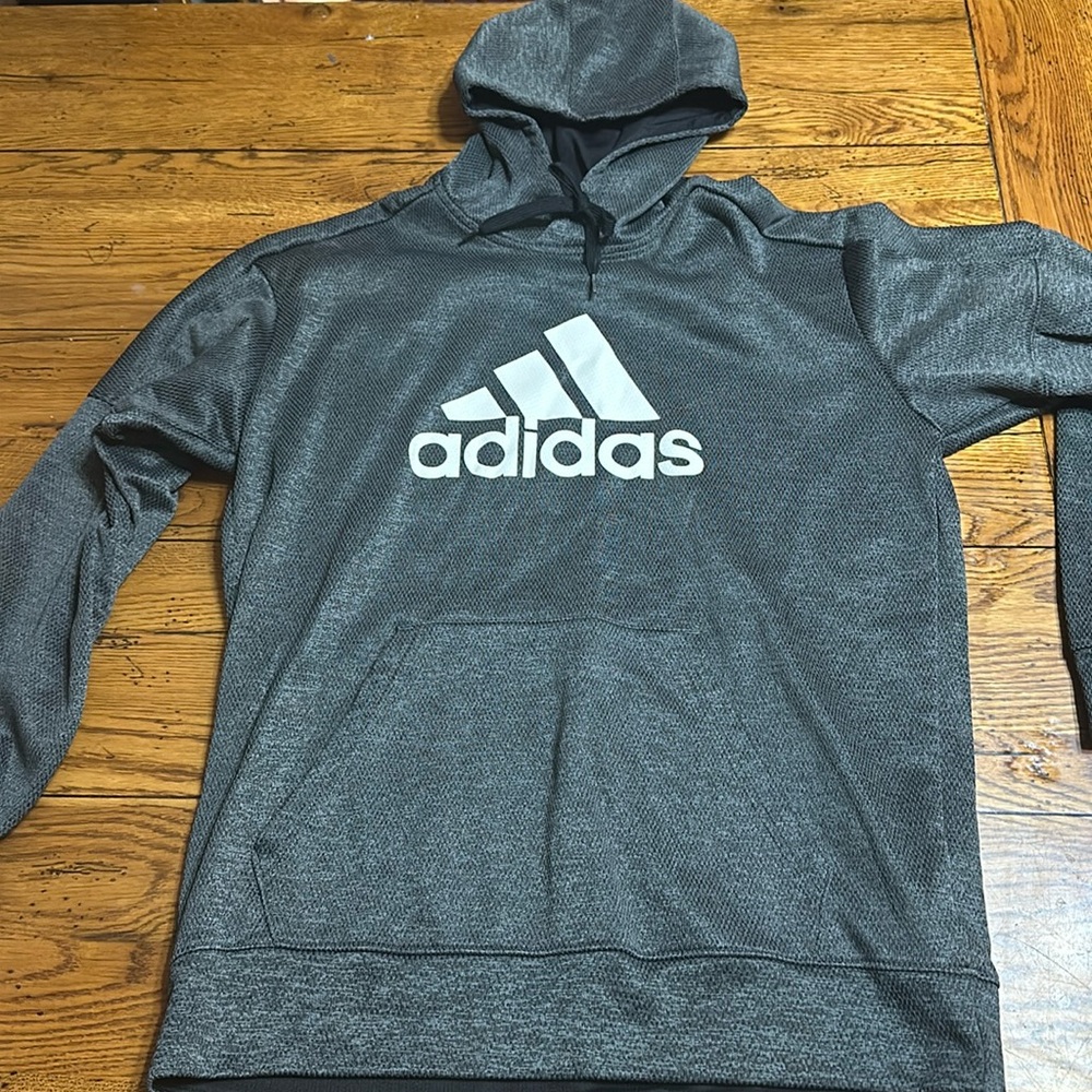 Adidas Mens Climawarm Pullover Hoodie Sweatshirt, Gray Sz Med A59